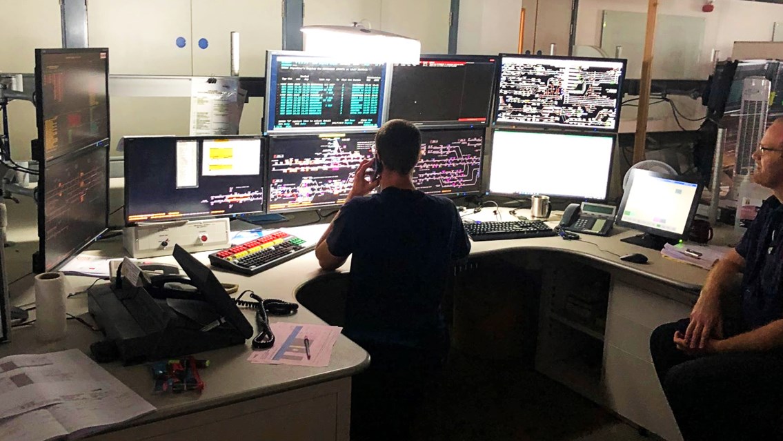 New Trafford Park signalling control at the Manchester Rail Operating Centre