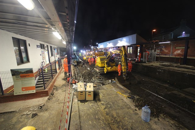 Engineers working through the night to upgrade track and platforms at Chorley station