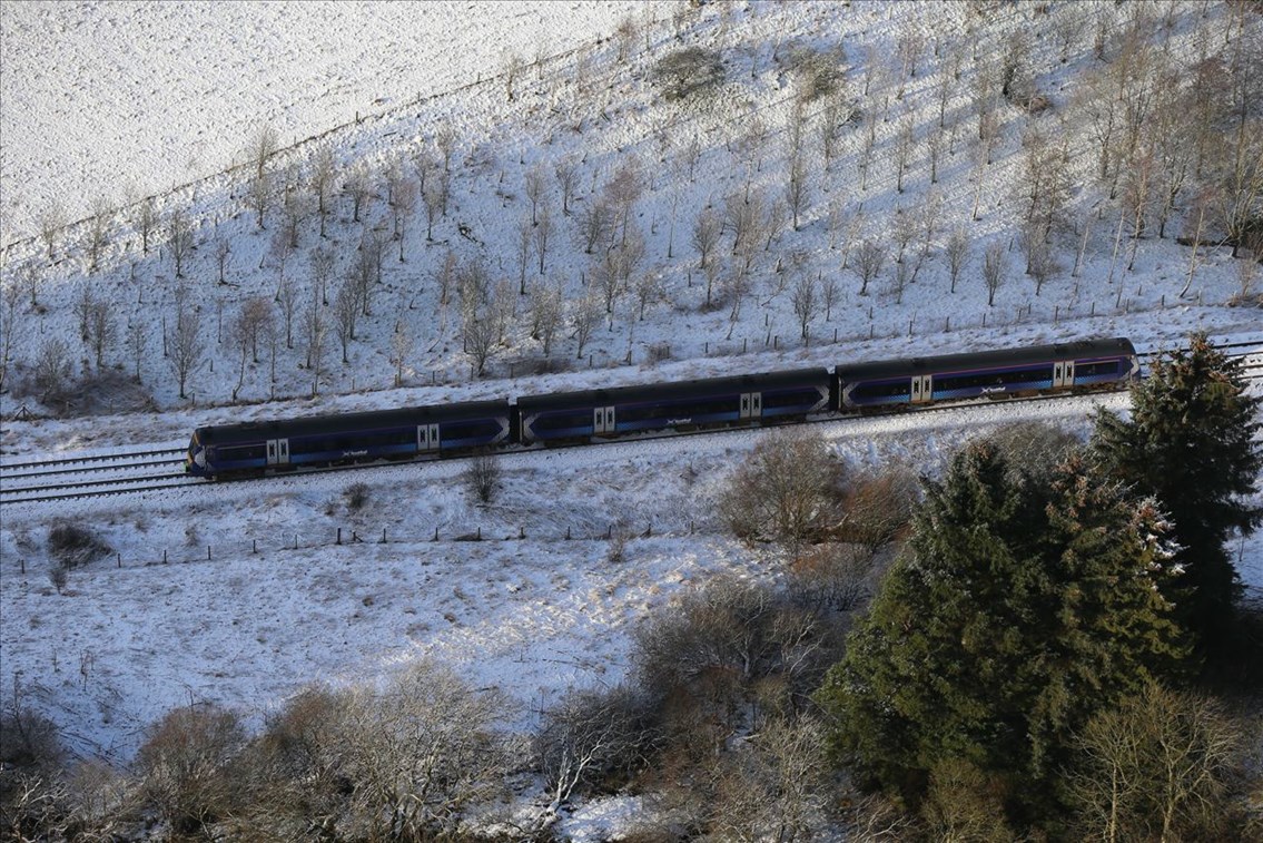 First Scotrail Turbostar near Dunblane: winter weather