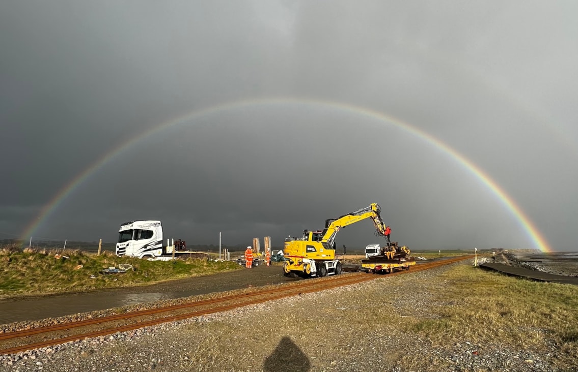 Cambrian line track renewal rainbow Feb 2026
