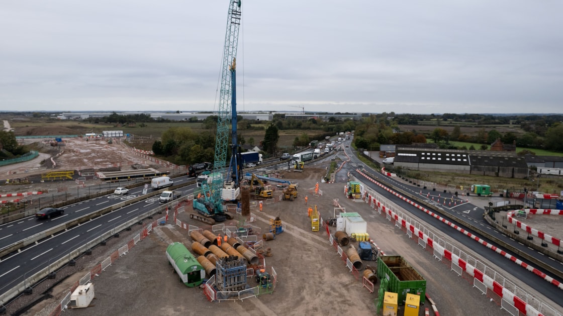 Rykneld Street bridge, Streethay - start of piling works-5