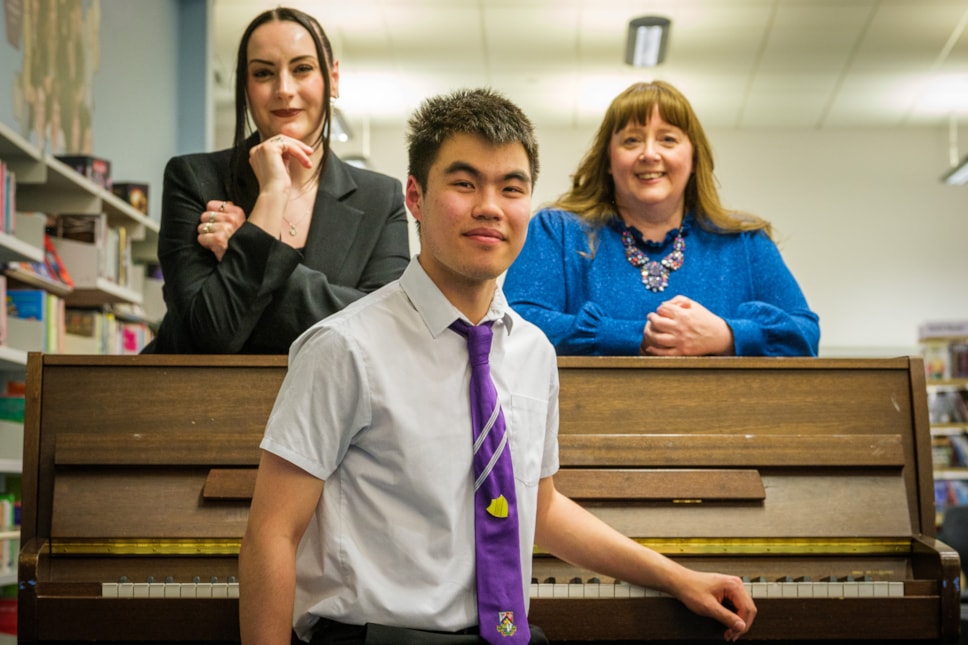 Provost Leitch and Cllr Cowan congratulate Ethan