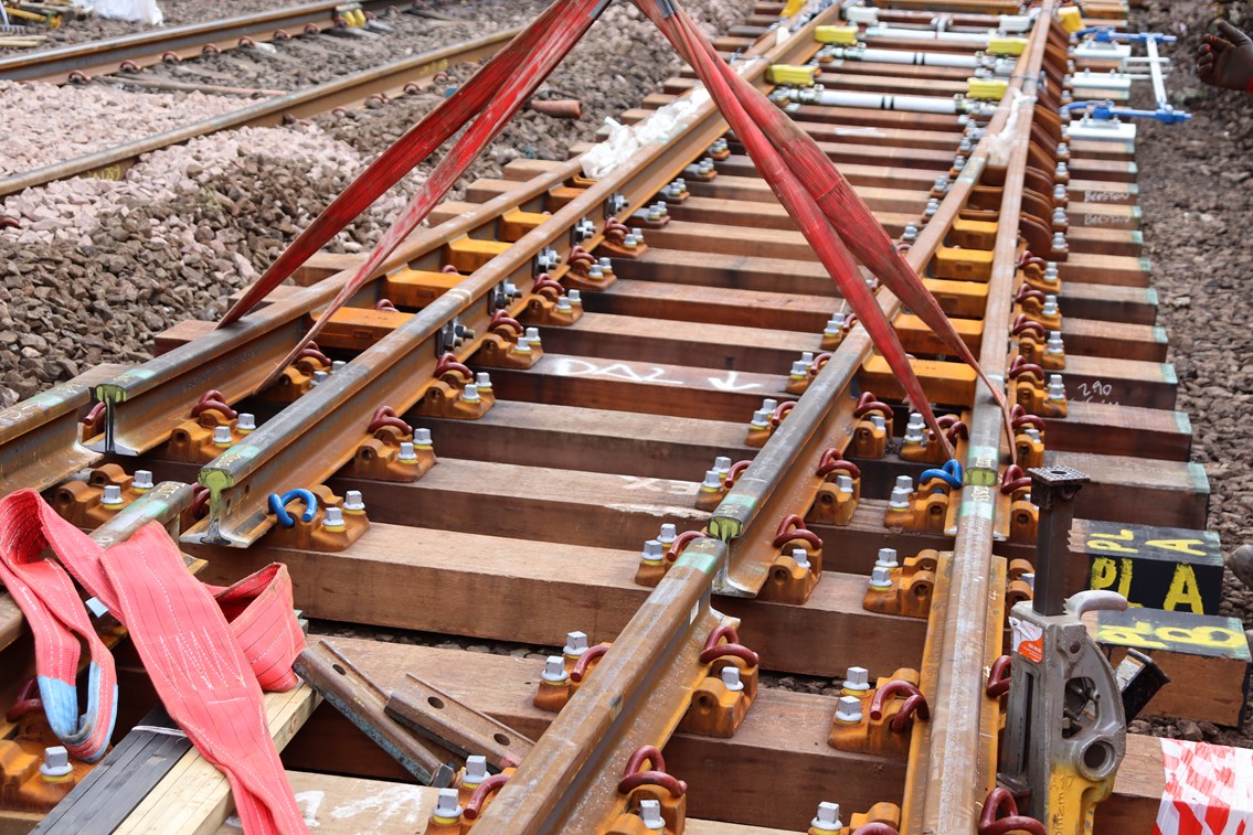 Engineering work - switch and crossing being installed