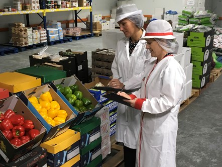 Staff from Lancashire County Council's Schools & Residential Care Catering (SRCC) service carrying out a quality audit at a supplier 