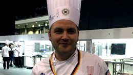 Clark Crawley, head chef at one of Gather & Gather’s UK-wide contracts, has won gold as part of the all-conquering English National Culinary team in the Culinary Olympics at the Messe Erfurt in Germany.: Clark Crawley, head chef at one of Gather & Gather’s UK-wide contracts, has won gold as part of the all-conquering English National Culinary team in the Culinary Olympics at the Messe Erfurt in Germany.