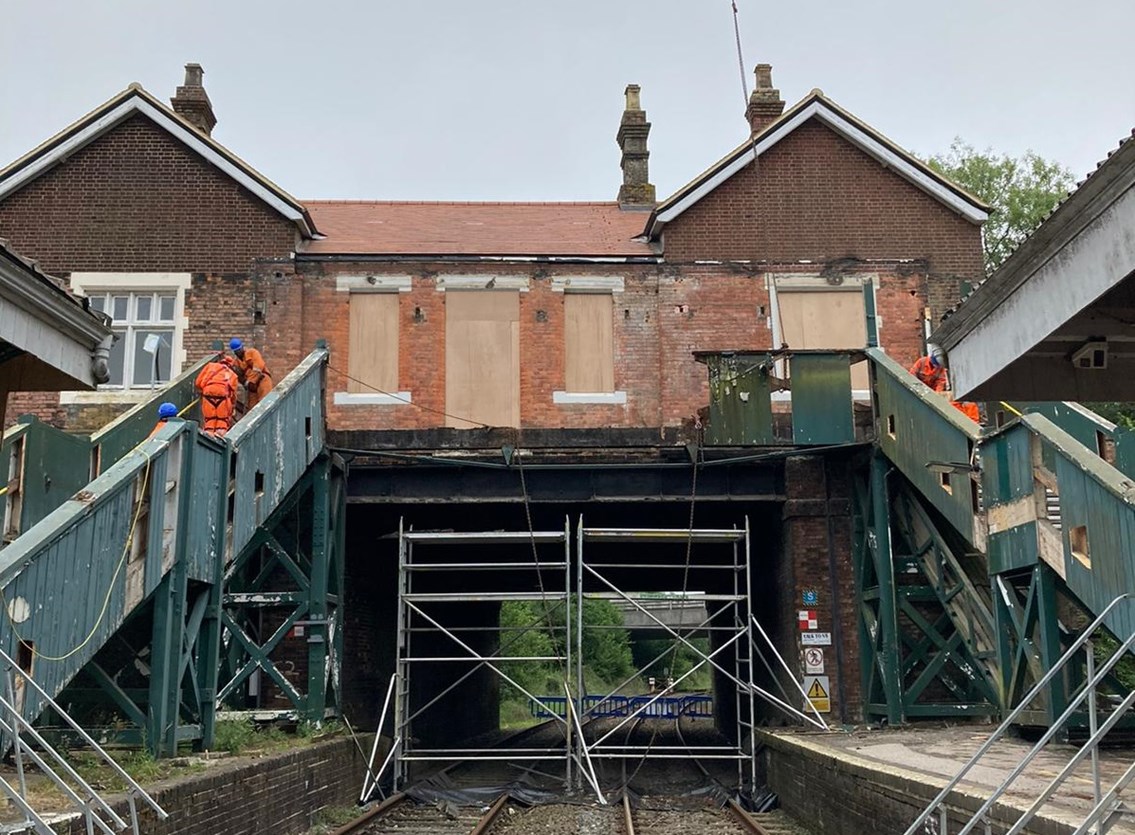 Eridge station footbridge demolished: Eridge station footbridge demolished