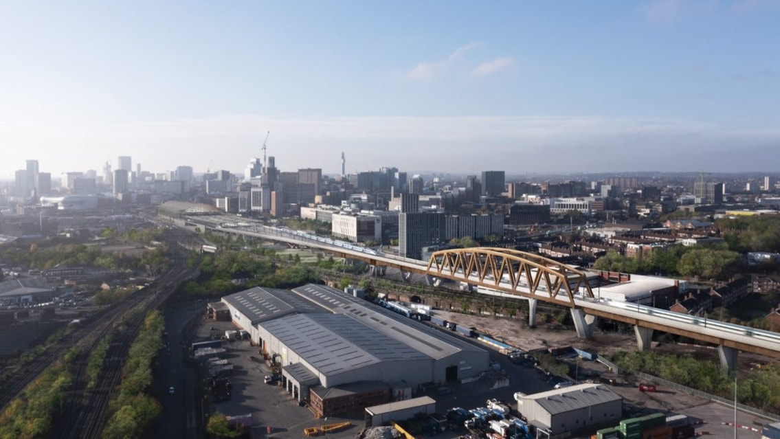 Passengers urged to plan for nine-day Cross City line closure for HS2 viaduct work: CGI of HS2's Curzon 2 viaduct, which will carry trains over the Cross City line north (Credit: HS2 Ltd)