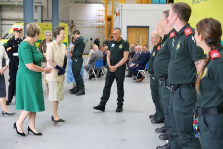 HRH The Princess Royal with Helen Ray, Simon Swallow and HART paramedics