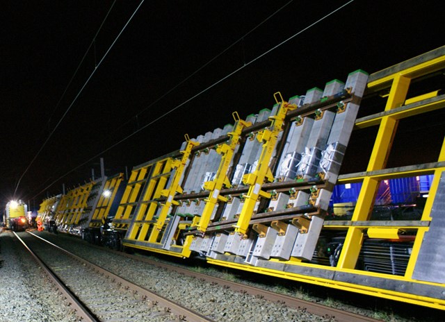 Track panels ready to lowered