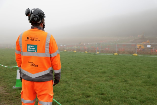 Worker at new habitat created east of Thong village - March 2026