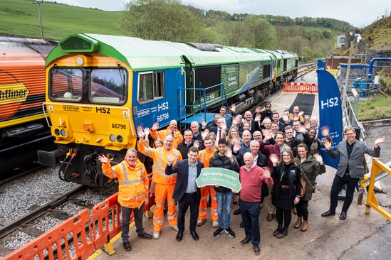 Celebrating HS2's 10 million tonnes of aggregate by rail milestone in Buxton