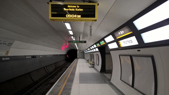 Final platform upgrade at Moorfields station to be completed this weekend: Platform two at Moorfields station-2