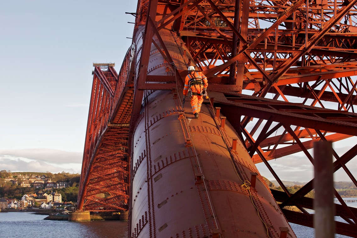 Forth Bridge 3: While the majority of workers were able to access the bridge using scaffolding, a team of abseilers was employed throughout to undertake work in hard to reach locations.