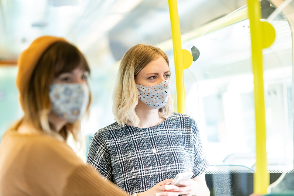 Passengers wearing face coverings on Southern train