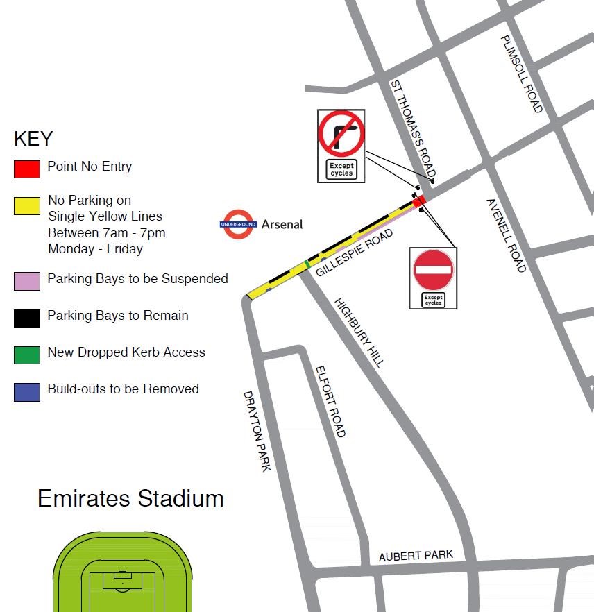 Gillespie Rd trial point no-entry map