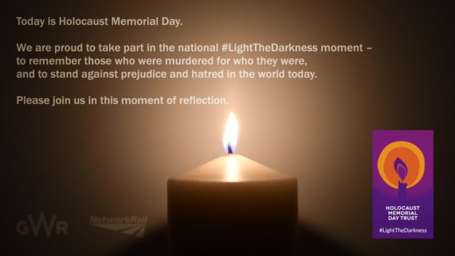 Network Rail and Great Western Railway ‘Light the Darkness’ to commemorate Holocaust Memorial Day: HMD2023Landscape - still