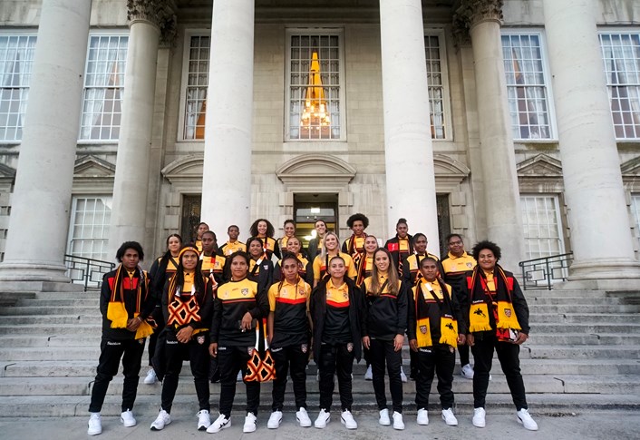 Reception 6: The Papua New Guinea women's rugby league team at Leeds Civic Hall.