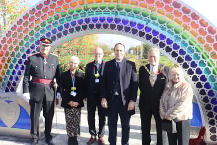 The Mayor and Mayoress joined dignitaries as the Covid rainbow was unveiled