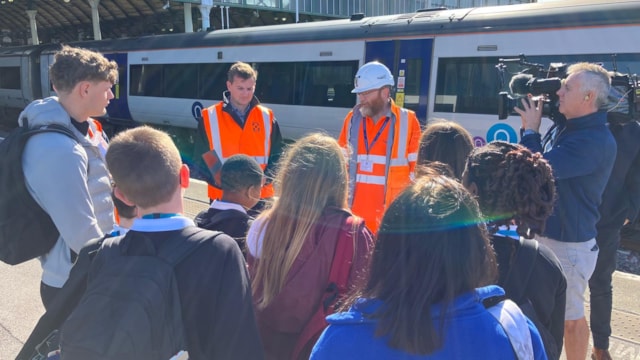 Network Rail level crossing manager Barry Rusk giving rail safety talk 2: Network Rail level crossing manager Barry Rusk giving rail safety talk 2