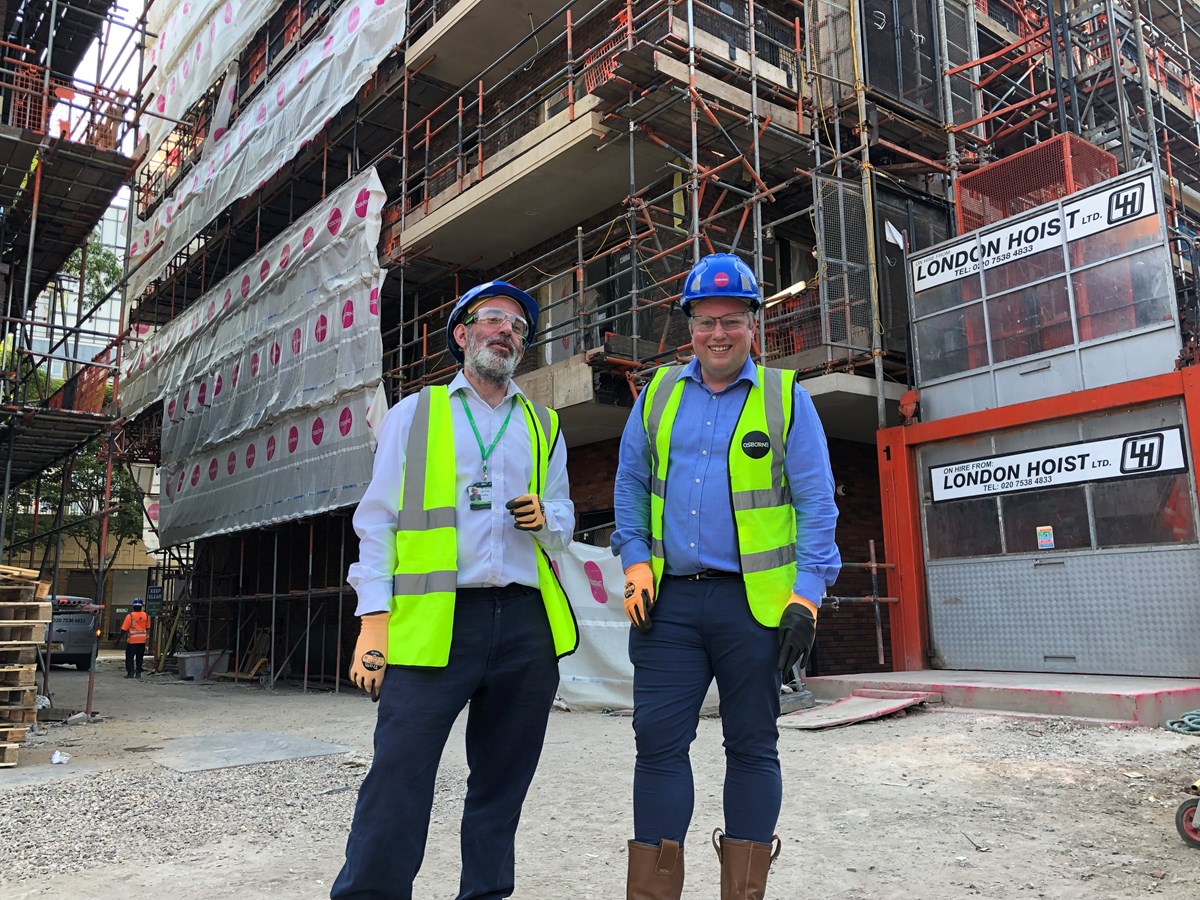 Diarmaid Ward and Jed Young, on Redbrick construction site
