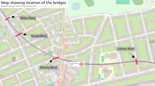 Map showing location of the bridges: Map showing location of the bridges