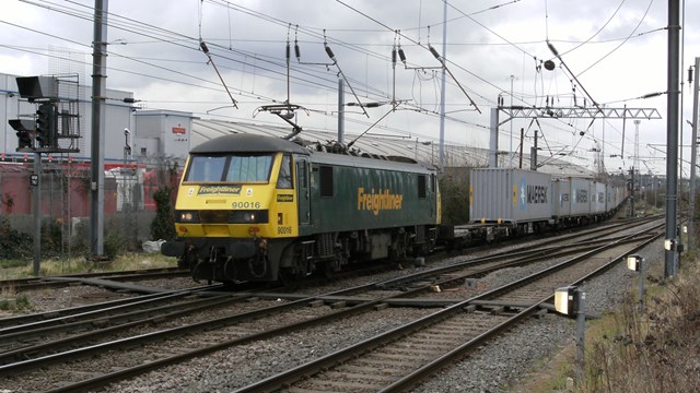 Freight train carrying goods