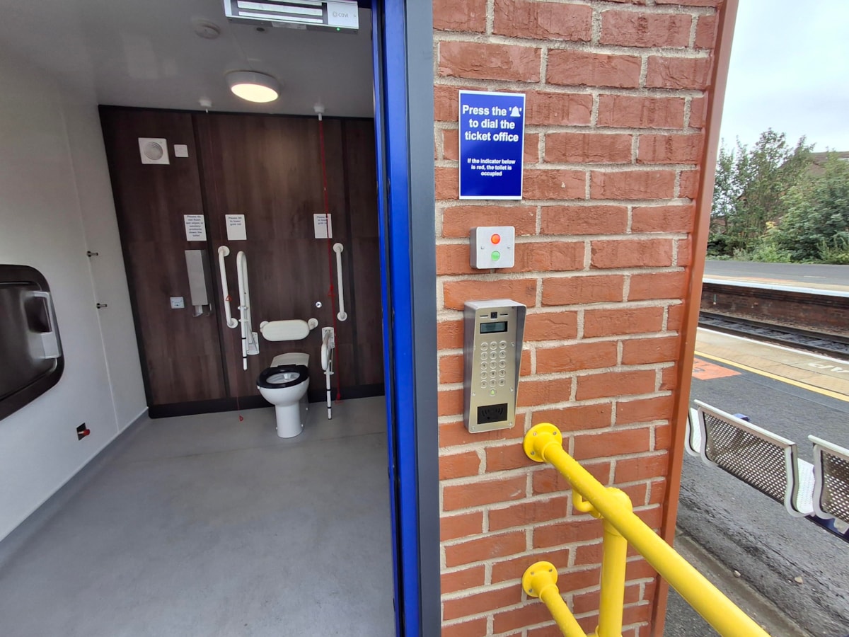 Brough station toilet pod entrance 