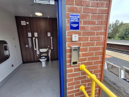 Brough station toilet pod entrance 