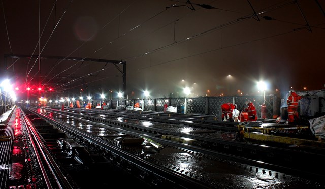 Engineering work on the King Edward Bridge, Newcastle