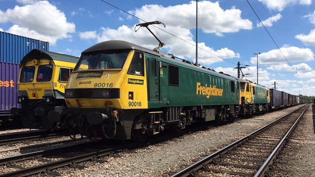 Freight trains in a railway sidings