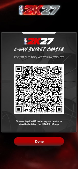 NBA 2K27 2K HQ Share Build Creations with QR Codes