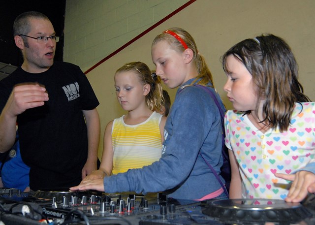 Kids learn DJing at No Messin' Live! Leeds