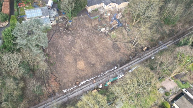 Network Rail targets end of June for line reopening as repairs resume on Baildon landslip site: Site of the Baildon landslip, Network Rail (1)