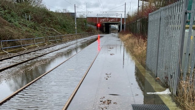 Passengers thanked during unprecedented New Year’s Day flooding: The tracks underwater in Ashton-Under-Lyne