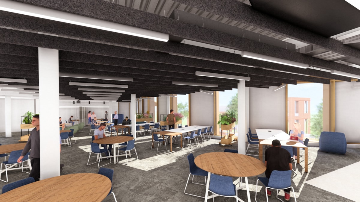 CGI image of upper floor of proposed University of Cumbria Carlisle Citadels campus