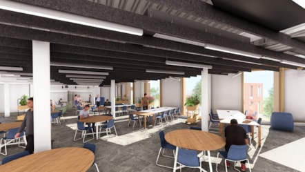 CGI image of upper floor of proposed University of Cumbria Carlisle Citadels campus