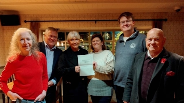 Dreghorn tenants celebrate with Convener Mandy Watt and local Cllrs Neil Cuthbert and Conor Savage: Phot courtesy of local tenant Mandy Burgen