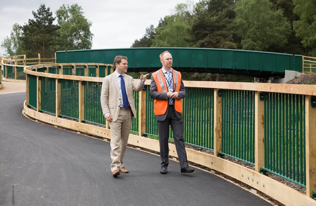 Aidan Burley MP and Paul Sumner, Project Sponsor for Network Rail open Moors Gorse bridge, Cannock Chase