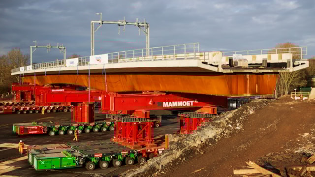 New Clifton railway bridge on SPMTs edging closer to its final position: New Clifton railway bridge on SPMTs edging closer to its final position