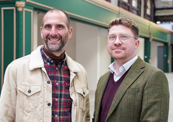 Market 5: Dom Charkin, chief executive of Leeds-based charity Zest, with (right) Councillor Jonathan Pryor, Leeds City Council’s deputy leader and executive member for economy, culture and education.