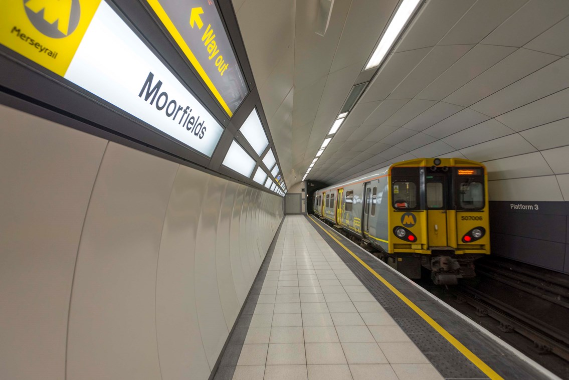 First of three platform upgrades at Moorfields station unveiled: Moorfields platform 3