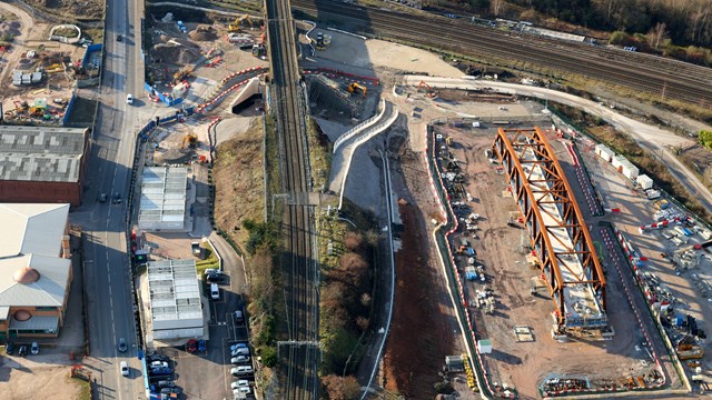 Helicopter shot of pre assembled SAS 13 bridge - credit Network Rail Air Operations