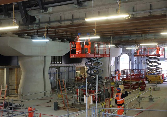 NewConcourseatLB.png: Work progresses at the new concourse at London Bridge ahead of two thirds opening on Monday 29 August