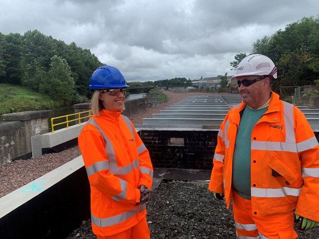 Jenny Gilruth MSP and Joe Mulvenna on new Leven station platform: Jenny Gilruth MSP and Joe Mulvenna on new Leven station platform