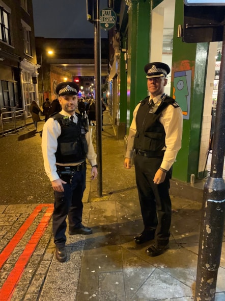 Sgt Horton and Supt Rolston on foot patrol - Operation Lagana