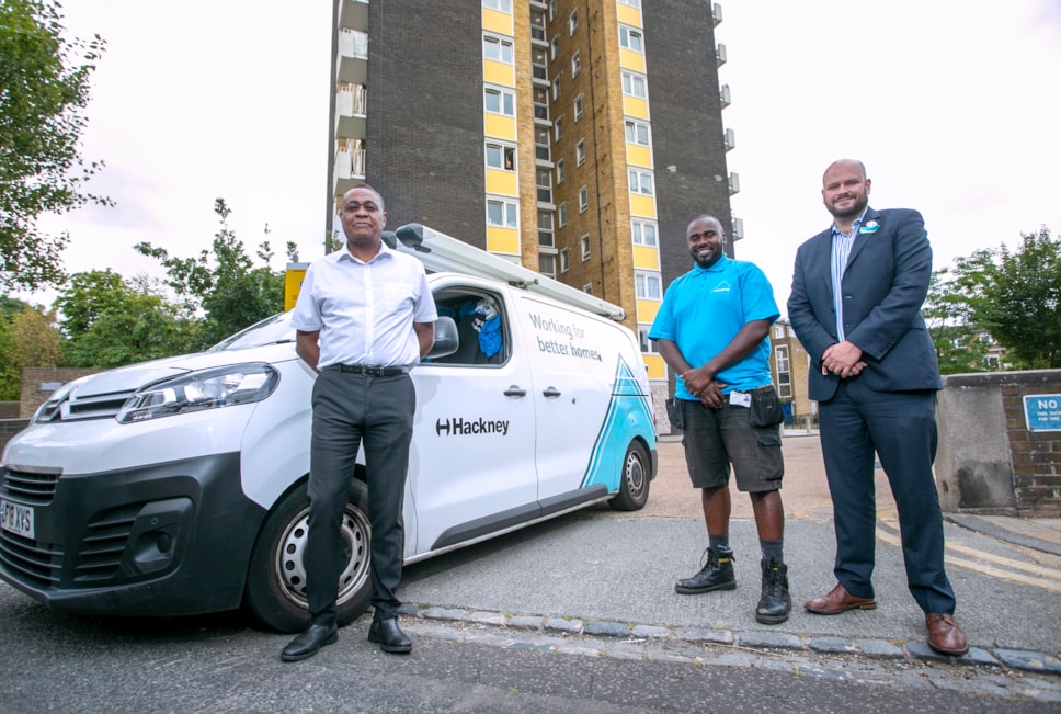 Mayor of Hackney, Cllr McKenzie and carpenter Anton Christophe