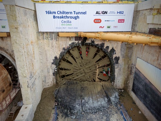 240321 TBM Cecilia breakthrough at Chiltern Tunnel North Portal DJI 0069