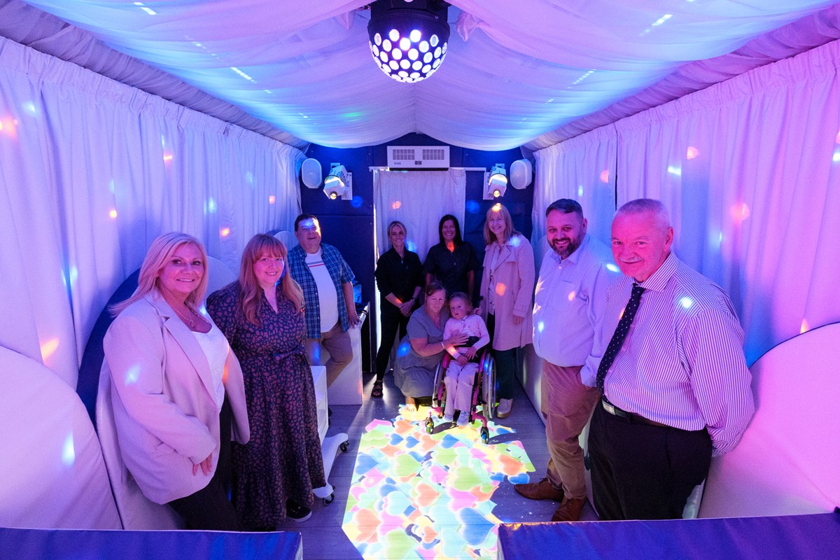 Cllrs Reid, Stewart and Cowan with Eddie Fraser, Kevin Wells, reps from Aberlour and Alba from Willowbank on Aoife's sensory bus