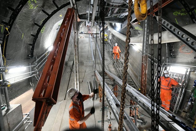 TfL Image - Work on a new escalator to the Central line from the new customer areas at the Bank upgrade