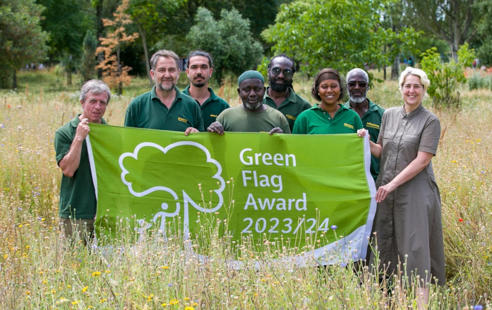 Hackney parks staff with Cabinet Member for Families, Parks and Leisure Cllr Caroline Woodley